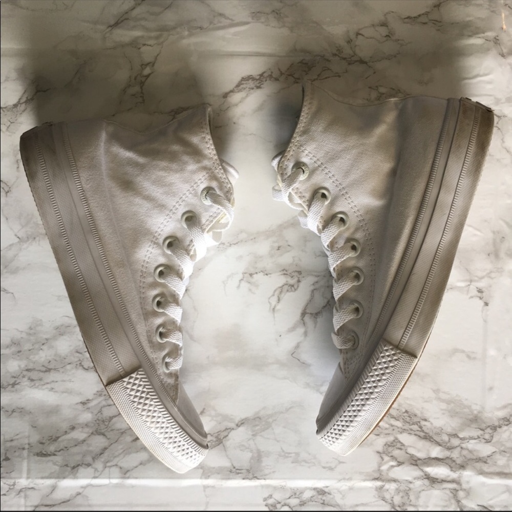 All White HiTop Converse